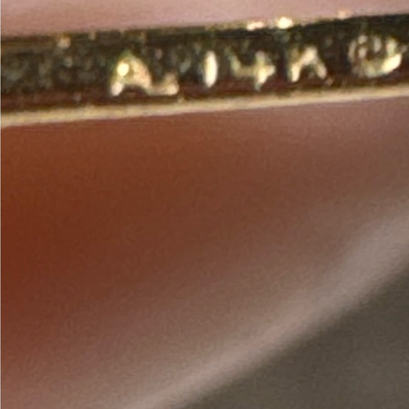 14k solid gold and diamond half hoop earrings - Picture 5 of 5